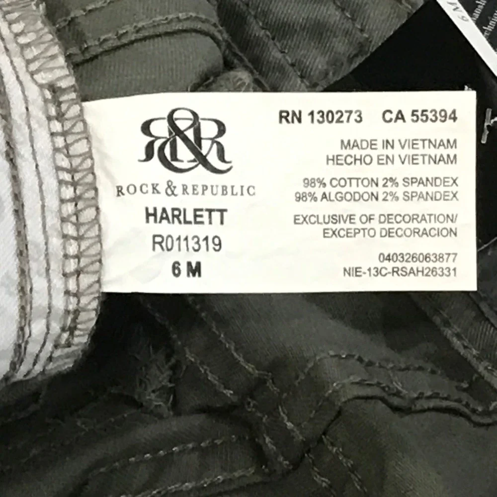 Rock & Republic Harlett Trouser Pants Olive Green Studded Slim Straight 6M NEW - Picture 8 of 9